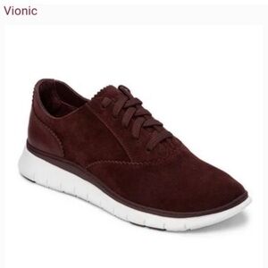 Vionic Fresh Taylor Suede Burgundy Fashion Active Casual  Sneakers Shoes 7